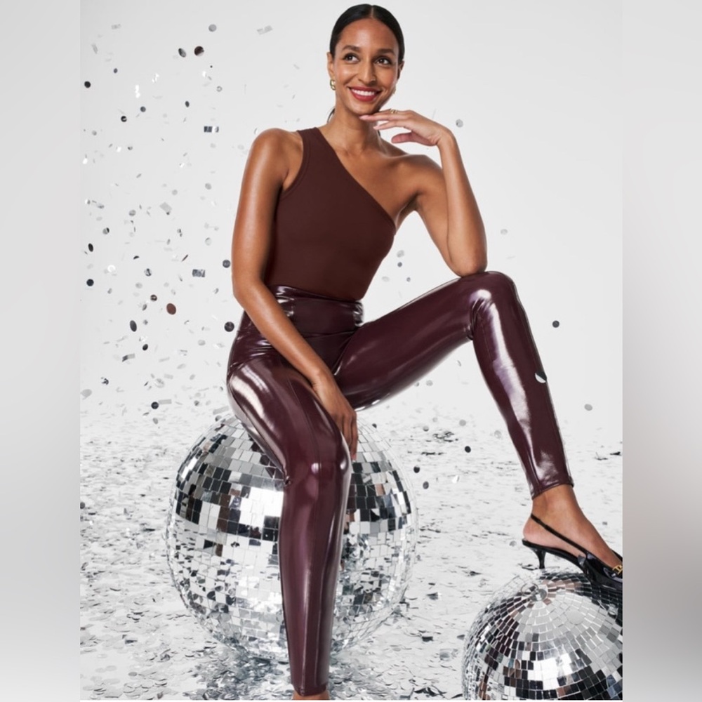 NWT Spanx Faux Patent Leather Leggings-Ruby